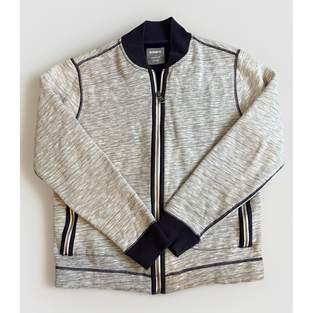 Bonobos Full Zip Cardigan Cotton & Wool Knit Jacket Preppy Sz Med Bomber